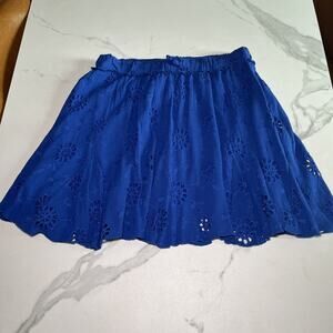 Rewind Womens Size Large Royal Blue Skirt Embroidered Floral Pull On Elastic NEW